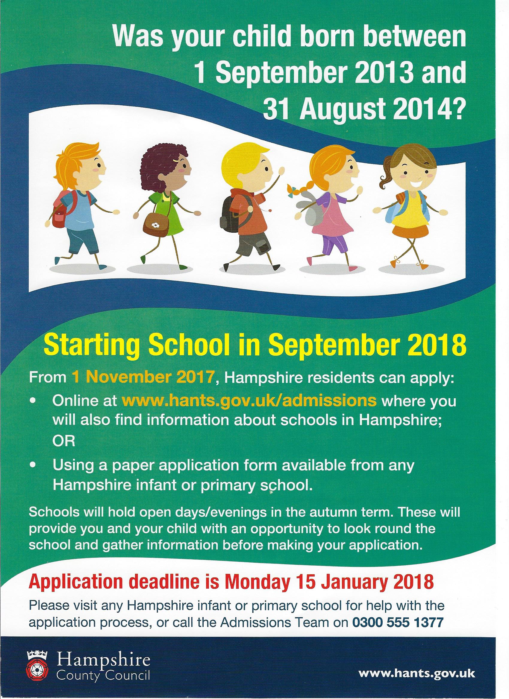 HCC Admissions to School Sept 2018